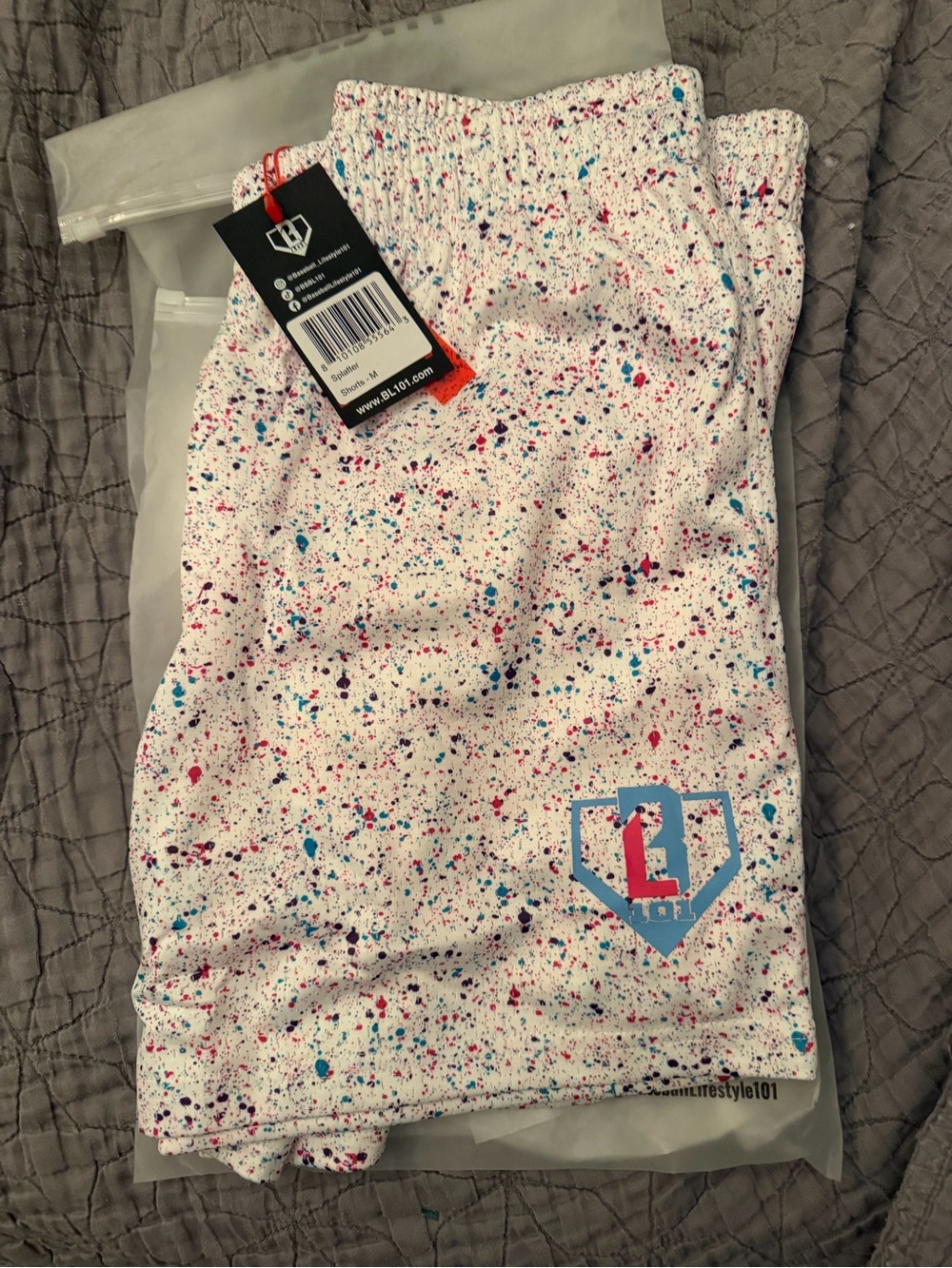 White Splatter Print Men's BL101 Shorts
